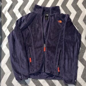 The North Face Deep Purple Fleece with Orange Logo
